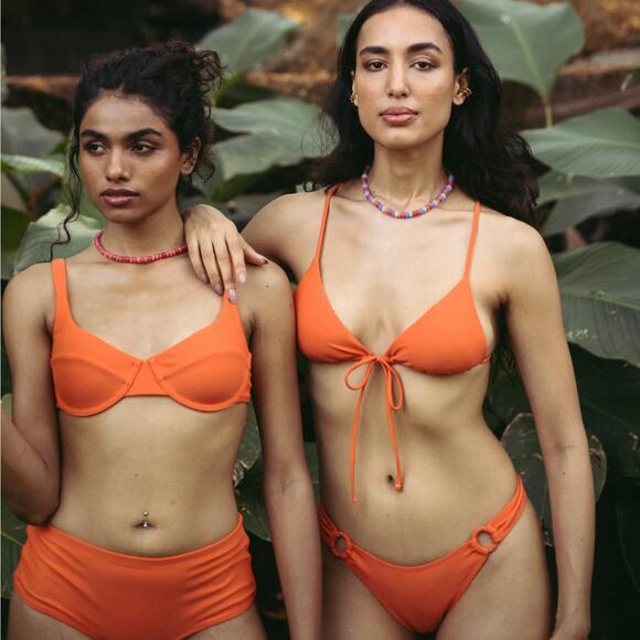 OOKIOH Other - OOKIOH Monaco Bikini Bottom Womens Medium Orange High Leg Ring NWT